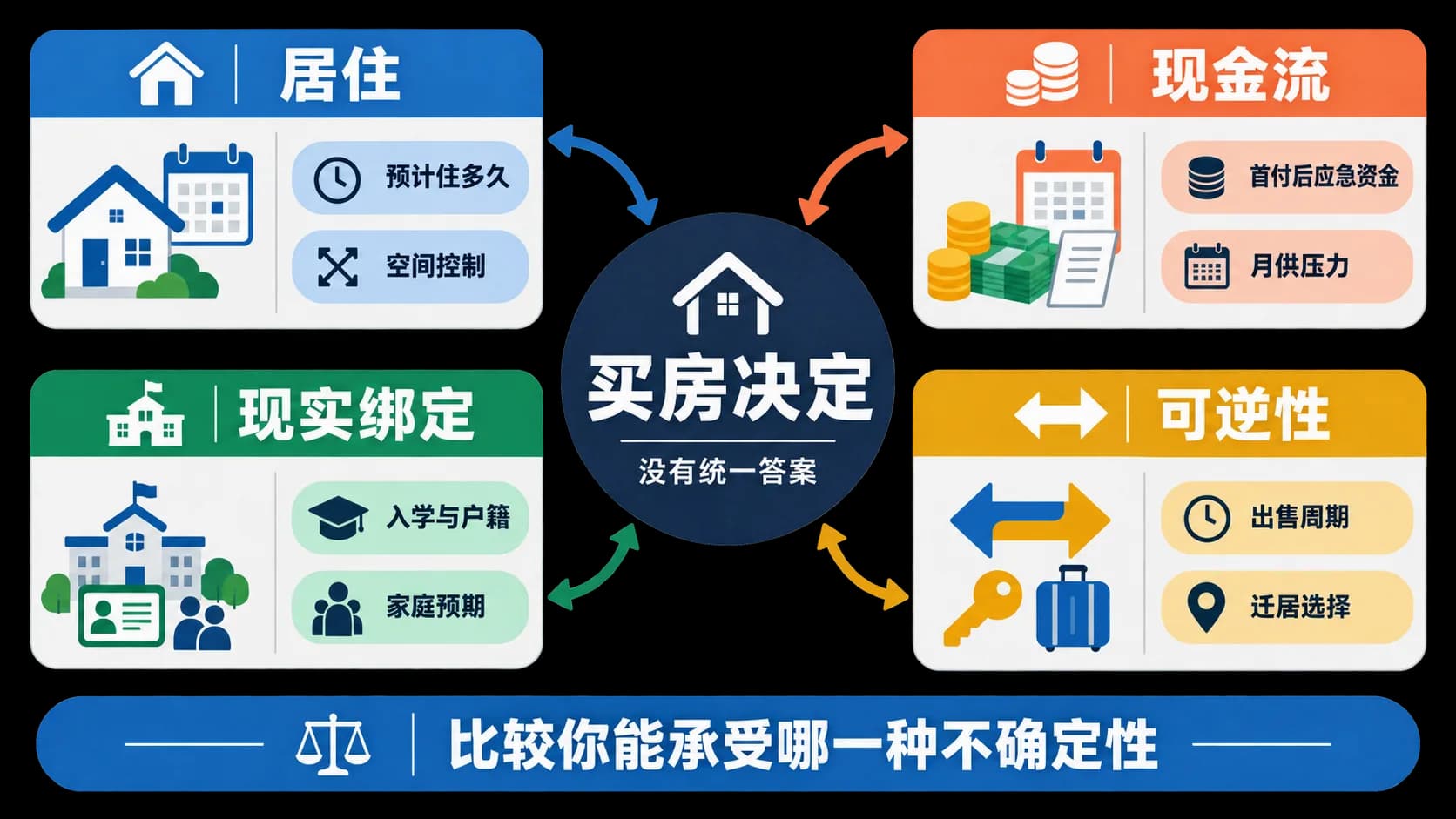 买房决定需要同时考虑居住、现金流、现实绑定与可逆性