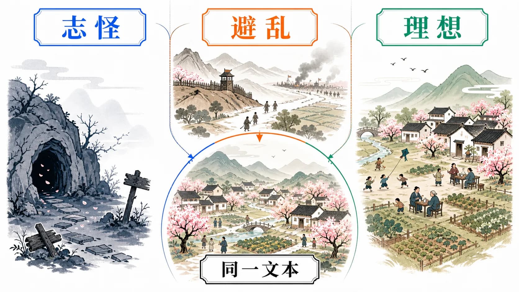 志怪、避乱与理想三种读法共同照亮同一篇《桃花源记》
